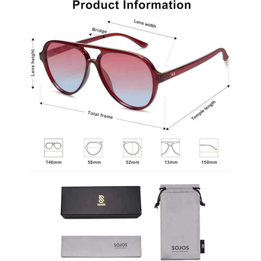 Retro Aviator Sunglasses Women Men Polarized UV400 Plastic Frames